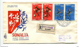 Somalia AFIS FDC Venetia 1958 Fiori Coppia Viaggiata Racc. Per L'Italia - Somalië (AFIS)