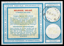 MALMEDY 13.05.71    BELGIQUE BELGIE BELGIUM  Vi19  8 FRANCS BELGES Int. Reply Coupon Reponse Antwortschein IAS IRC - Coupons-réponse Internationaux