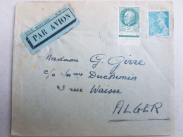 ALGERIE 1942  MERCURE + BERSIER 2F VERT SUR LETTRE PAR AVION PTT MADAGASCAR POUR ALGER - Lettres & Documents