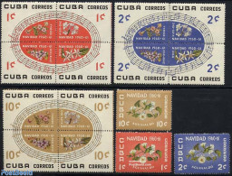 Cuba 1960 Christmas 15v (3v+3x[+]), Mint NH, Nature - Performance Art - Religion - Flowers & Plants - Music - Christmas - Nuovi