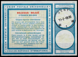 GENT 10.02.69   BELGIQUE BELGIE BELGIUM  Vi19  8 FRANCS BELGES Int. Reply Coupon Reponse Antwortschein IAS IRC - Internationale Antwoordcoupons