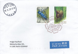 Japan 2023 Higiriyama Endemic Yaku Sika Deer Cervus Nippon Yakushimae Beetle Mountains Postmark Cover - Animalez De Caza