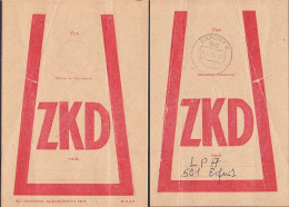 Beutelfahne Vom ZKD Erfurt  6, LPA  31.12.58 - Cartas & Documentos