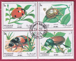 Sharjah 1300 - 1303 Viererblock Gestempelt, Käfer ( Nr. 2553) - Coleotteri