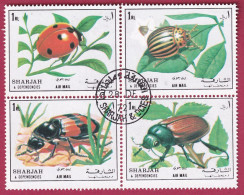 Sharjah 1300 - 1303 Viererblock Gestempelt, Käfer ( Nr. 2553) - Käfer