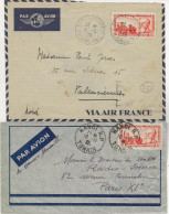 INDOCHINE - LOT DE 2 LETTRES AFFRANCHIES POSTE AERIENNE N° 15- OBLITERATIONS DIVERSES -ANNEE 1939 - Covers & Documents