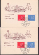 Leipzig Messe 1958 Zwei Sonderkarten Mit Dv, SoSt. 27.2.58 Petershof, Abb. Schaukelpferd, Schifferklavier, Akordeon - Maximum Cards