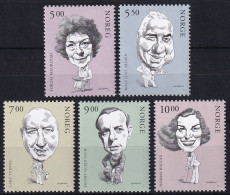 MiNr. 1417 - 1421 Norwegen 2002, 11. Febr. Norwegische Schauspieler (III) - Postfrisch/**/MNH - Unused Stamps