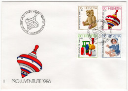 SWITZERLAND, PRO JUVENTUTE 1986, FDC, MICHEL No. 1331-1334 Doll, Teddy Bear - Children's Toys - Other & Unclassified