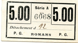 DROME - ROMANS - RARE BILLET / BON DE NECESSITE PRISONNIER DE GUERRE ALLEMAND 1914-1918 - Bonos