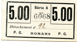 DROME - ROMANS - RARE BILLET / BON DE NECESSITE PRISONNIER DE GUERRE ALLEMAND 1914-1918 - Notgeld