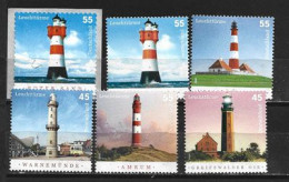 ALLEMAGNE. Ses Phares Célèbres (Roter Sand,Amrum,Warnemünde,etc) 6 Timbres Neufs ** Inclus Autocollant - Leuchttürme