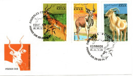 SAHARA Occ. R.A.S.D., FDC, Impala, Great Kudu, Barbary Sheep     /    Lettre De Première Jour, L`impala, Kudu Geante - Game