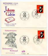 Germany, West 1964 2 FDCs Scott 891 Johann Calvin, Reformierter Weltbund - 1961-1970