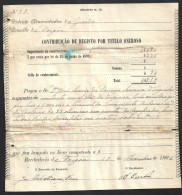 Recibo Da Contribuição De Registo Por Titulo Oneroso De Escritura   De Vila Nova De Foz Côa Em 1905, Guarda. Receipt Of - Storia Postale