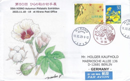 Japan 2023 Hirano Woodpecker Gingko Tree Leaves Cotton Flower Postmark Cover - Climbing Birds