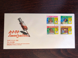 ETHIOPIA FDC COVER 1988 YEAR IMMUNIZATION - MEASLES, TETANUS, DIPHTHERIA, WHOOPING COUGH HEALTH MEDICINE STAMPS - Etiopia