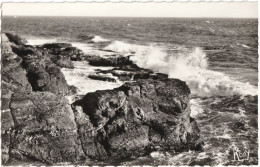 CPSM DE BRÉTIGNOLLES-SUR-MER  (VENDÉE)  MER HOULEUSE SUR LA CÔTE SAUVAGE - Bretignolles Sur Mer