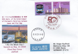 Japan 2023 Osaka Diplomatc Relations VietNamtrain Ho Chi Minh City Postmark FDC Cover - Joint Issues