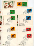 Germany, West 1965 9 FDCs Scott B404-B407 Birds - Woodcock, Ring-necked Pheasant, Black Grouse, Capercallie - 1961-1970