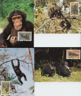 Sierra Leone Mi.Nr. 713-16 Weltweiter Naturschutz, Schimpanse (4 Maximumkarten) - Sierra Leone (1961-...)