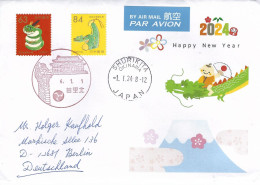 Japan 2024 Shurikita New Year Dragon Postmark FDC Cover - Chines. Neujahr