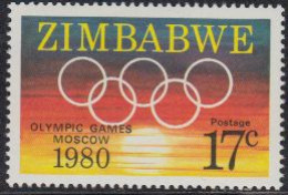Simbabwe Mi.Nr. 246 Olymp. Sommerspiele Moskau 1980, Olympische Ringe (17) - Zimbabwe (1980-...)