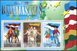 LATVIA - 1999 - SOUVENIR SHEET MNH ** - 10th Anniversary Of Baltic Chain - Letland