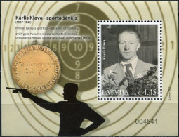 LATVIA - 2022 - S/S MNH ** - Shooting Champion, Karlis Klava, 1907-1941 - Lettland