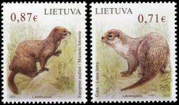 LITHUANIA - 2015 - SET OF 2 STAMPS MNH ** - Red Book Of Lithuania - Mammals - Lithuania