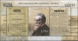 LITHUANIA - 2016 - S/S MNH ** - Restoration Of Lithuanian Independence - Lithuania