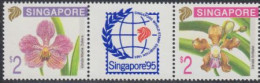 Singapur Mi.Nr. Zdr.761A/Zf/762A Int.Ausstellung SINGAPORE '95, Orchideen  - Singapore (1959-...)