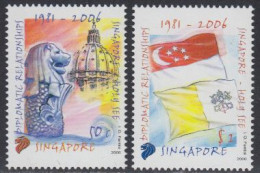 Singapur Mi.Nr. 1626-27A 25J. Diplomatische Beziehungen Zum Vatikan (2 Werte) - Singapore (1959-...)