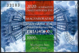 Hungary, 2020, Used, Treaty Of Trianon, Centenary  Mi.bl.  Nr.443, Black Number - Gebraucht