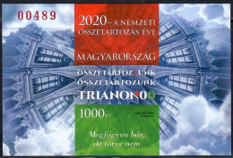 Hungary, 2020, Used, Treaty Of Trianon, Centenary  Mi.bl.  Nr.443, Red Number - Gebruikt