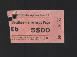 Ticket For The Transtejo Boat, From Cacilhas, Almada - Terreiro Do Paço Lisboa In 1977. Cacilheiros. Ticket Für Das Tran - World