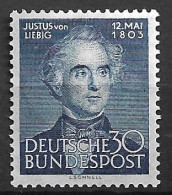 Bund 1953: Mi. 166 * Falz Justus Von Liebig- Chemiker/ Naturforscher (12.-) - Ungebraucht