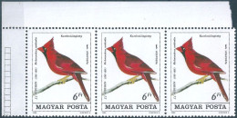 C5892 Hungary Animal Bird Audubon Art Painting Strip Of 3 MNH RARE - Zangvogels