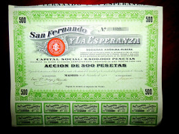 San Fernando Y La Esperanza ,Madrid 1908, Mines, Share Certificate - Mineral