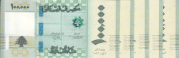 LEBANON 100000 LIVRES LIRA 2023 P-105b LOT X5 UNC NOTES - Líbano