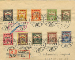 1916 HUNGRIA , BUDAPEST - LUGANO , MAGNÍFICO SOBRE CERTIFICADO , CENSURA , LLEGADA , YV. 142 / 151 - Storia Postale