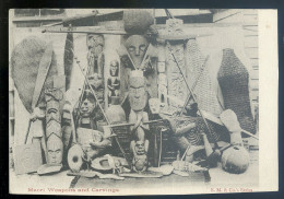 Cpa De Nouvelle Zélande -- Maori Weapons And Carvings    STEP120bis - Nieuw-Zeeland