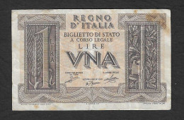 Italia - Banconota Circolata Da 1 Lira "Impero" P-26 - 1939 #17 - Regno D'Italia – 1 Lira