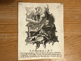 Heiligenprent Kopergravure V.P. Thomas A B.V. Madrid 1647 8x10,5 Cm Holy Card Image Pieuse - Collections