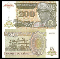 Zaire P62a, 200 Nouveaux Zaires, President Mobutu, Leopard / Stick Fishing UNC - Zaïre