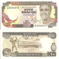 Zambia P30a, 5 Kwacha, Eagle, Butterfly, Fish Eagle / Lion Cub UNC $7 Cat Val - Sambia