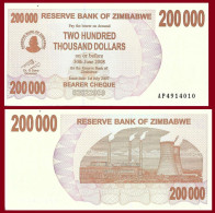 Zimbabwe P49, $200,000 Bearer Cheque, Hwange Coal Fired Power Station UNC 2007 - Simbabwe