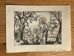 Kopergravure Peachment Perkament Graveur Dooyck Oraison O Seigneur J.C. Fils … 7x 9 Cm Holy Card Image Pieuse - Collections