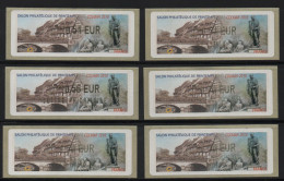 6 Atms, Lisa2, S/mention 0.51€, ECOPLI 0.51€, PRIO 0.56€, MINIMAX 1.50€, INTER 0.70€ Et MARCHA 3.50€. COLMAR, 23 04 2010 - 2010-... Illustrated Franking Labels