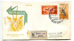 Somalia AFIS FDC Venetia 1958 Gazzelle  Viaggiata Racc. Per L'Italia - Somalië (AFIS)